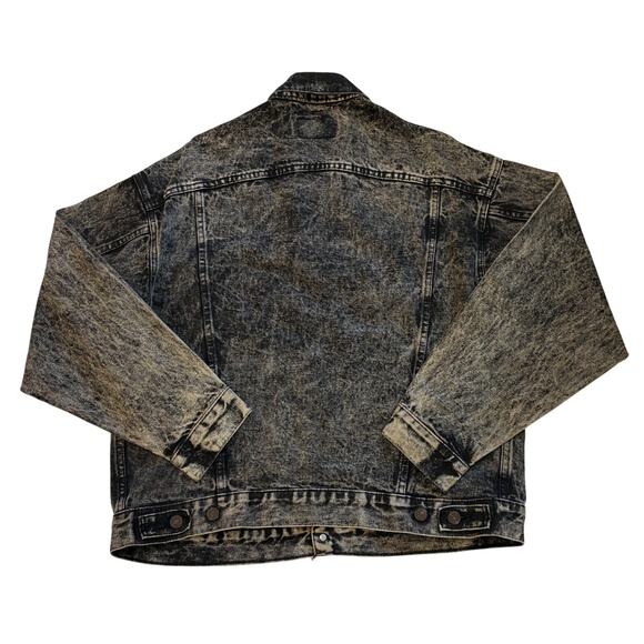 Vtg 80s Levis Denim Trucker Jacket Mens Large Black Acid Washed USA 70507-0253 - Picture 2 of 9